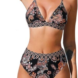 Cupshe Black Paisley Bikini